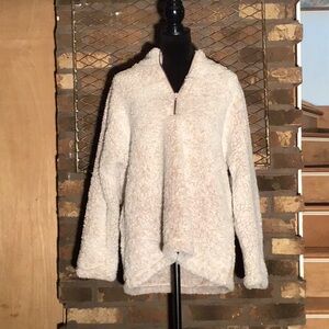 Charlie Paige Pullover Jacket Cream Teddy Plush Texture zipper L